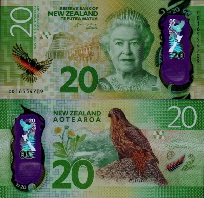 Банкнота Новой Зеландии 20 долларов 2016 полимер