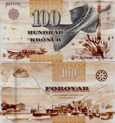 Банкнота Фарерских островов 100 крон 2011