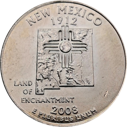 США 25 центов 2008 47-й штат Нью-Мексико