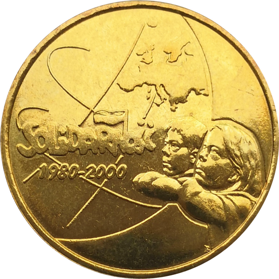 Монета Польши 2 злотых 20 лет профсоюза "Солидарность" 2000 год