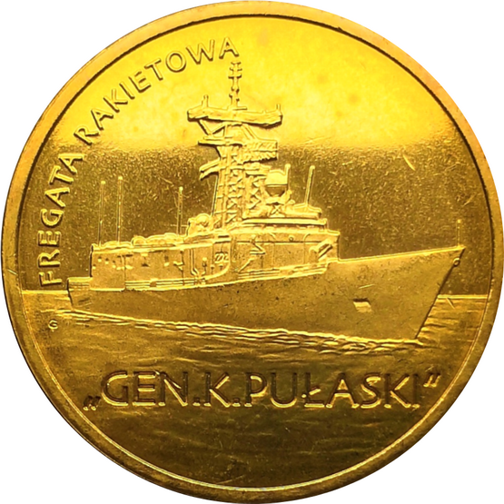 Монета Польши 2 злотых Ракетный фрегат "Генерал Казимир Пулавский" 2013 год