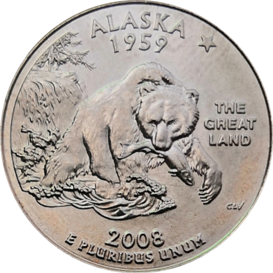 США 25 центов 2008 49-й штат Аляска