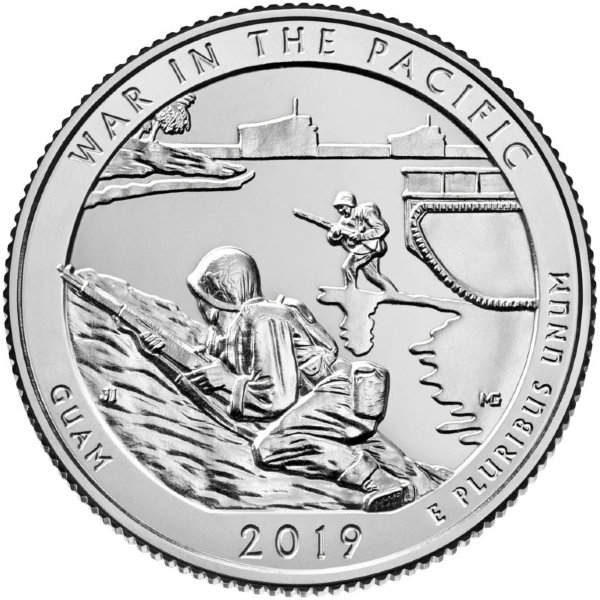 США 25 центов 2019 Гуам. Война в Тихом океане D
