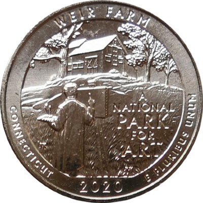 США 25 центов 2020 52-й парк Коннектикут Историческое место «Ферма Дж. А. Вейра»