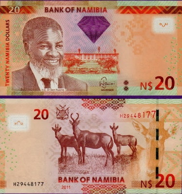 Банкнота Намибии 20 долларов 2011 год