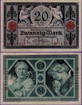 Банкнота Германии 20 марок 1915 год