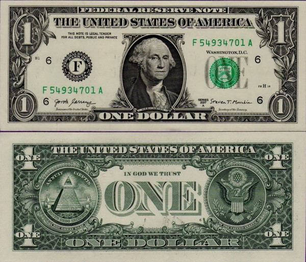 Банкнота США 1 доллар 2017 Джорджия F
