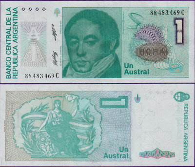 Банкнота Аргентины 1 аустралей 1985-1989