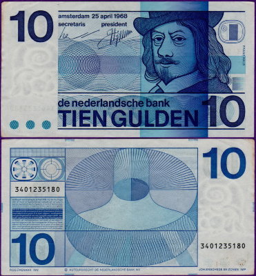 Банкнота Нидерландов 10 гульденов 1968 год