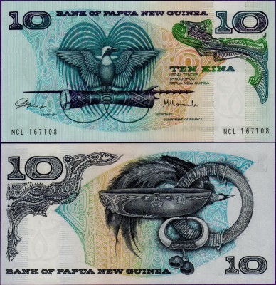 Банкнота Папуа-Новая Гвинея 10 кина 1985 год