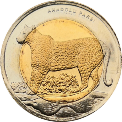 Монета Турции 1 лира 2012 год Леопард