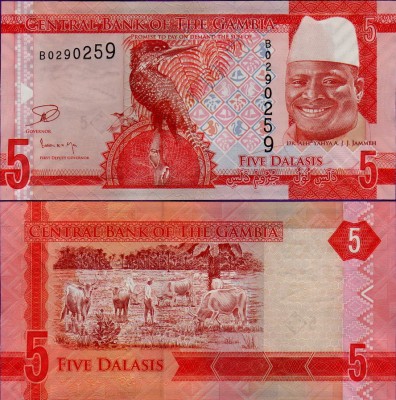Банкнота Гамбии 5 даласи 2015