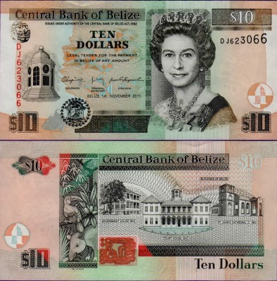 Банкнота Белиза 10 долларов 2011
