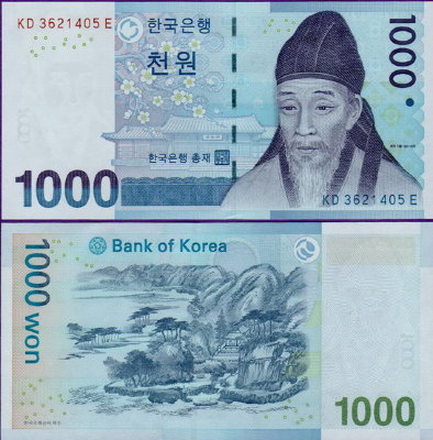Банкнота Южной Кореи 1000 вон 2007 г