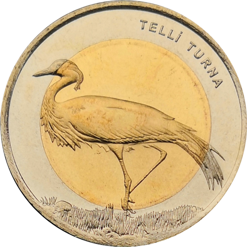 Монета Турции 1 лира 2013 Журавль