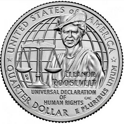 Монета США 25 центов 2023 Женщины Америки №8 Элеонора Рузвельт