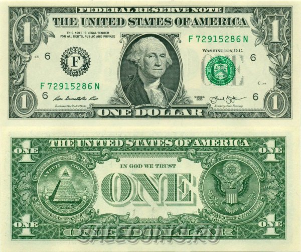 Банкнота США 1 доллар 2013 г Чикаго G