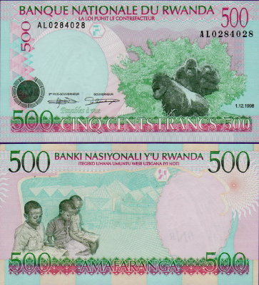Банкнота Руанды 500 франков 1998 год