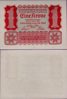 Банкнота Австрии 1 крона 1922 год