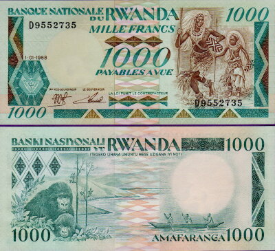 Банкнота Руанды 1000 франков 1988 год