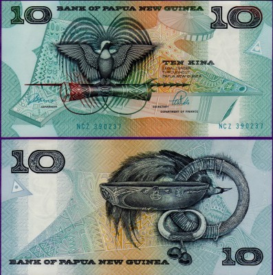 Банкнота Папуа-Новая Гвинея 10 кина 1989 год