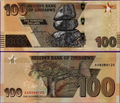 Банкнота Зимбабве 100 долларов 2022