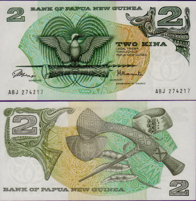 Банкнота Папуа-Новая Гвинея 2 кина 1975 год