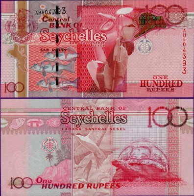 Банкнота Сейшельских островов 100 рупий 2011 год
