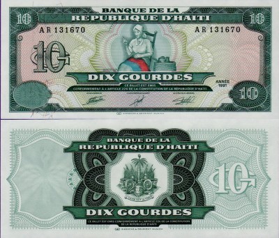 Банкнота Гаити 10 гурдов 1991