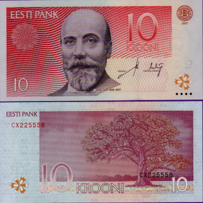 Банкнота Эстонии 10 крон 2007 год