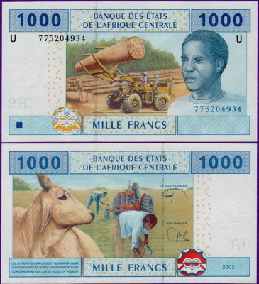 Банкнота Камеруна 1000 франков 2002 год