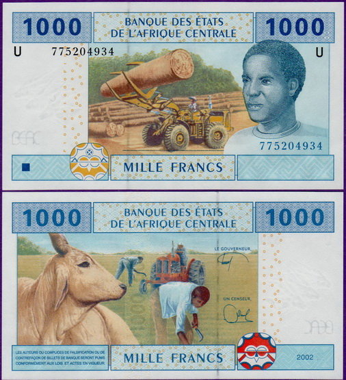 Банкнота Камеруна 1000 франков 2002 год