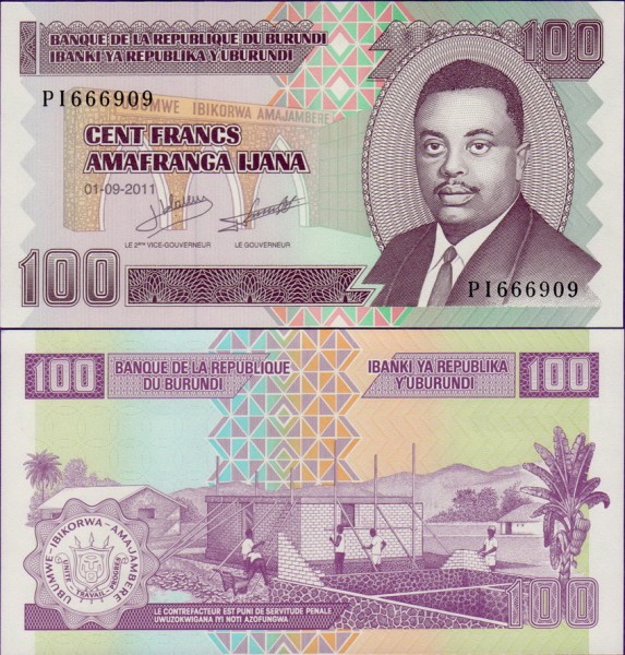Банкнота Бурунди 100 Франков 2011 UNC