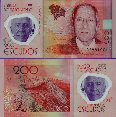 Банкнота Кабо-Верде 200 эскудо 2014 год пластик