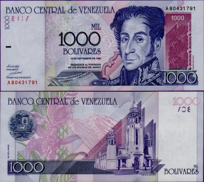 Банкнота Венесуэлы 1000 боливар 1998 г