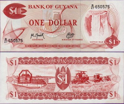 Банкнота Гайаны 1 доллар 1966-1992