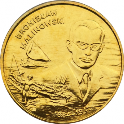 Монета Польши 2 злотых Бронислав Малиновский 2002 год