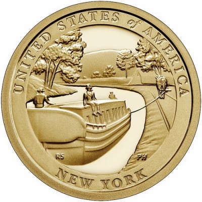 Монета США 1 доллар Канал Эри Нью-Йорк 2021 год