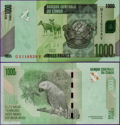 Банкнота ДР Конго 1000 франков 2013 год
