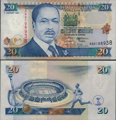 Банкнота Кении 20 шиллингов 1996 год