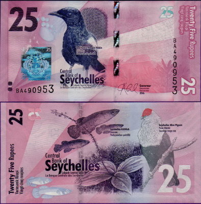 Банкнота Сейшельских островов 25 рупий 2016 год