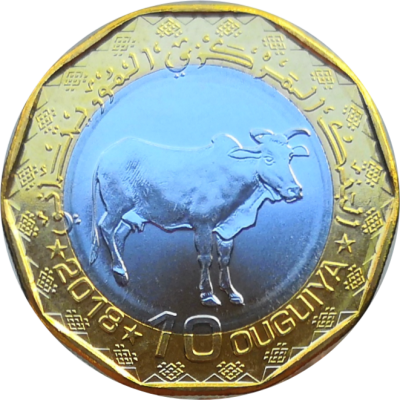 Монета Мавритании 10 угий 2018 год