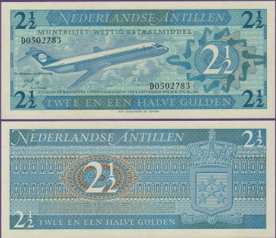 Банкнота Нидерландские Антильские острова 2 1/2 гульдена 1970 год