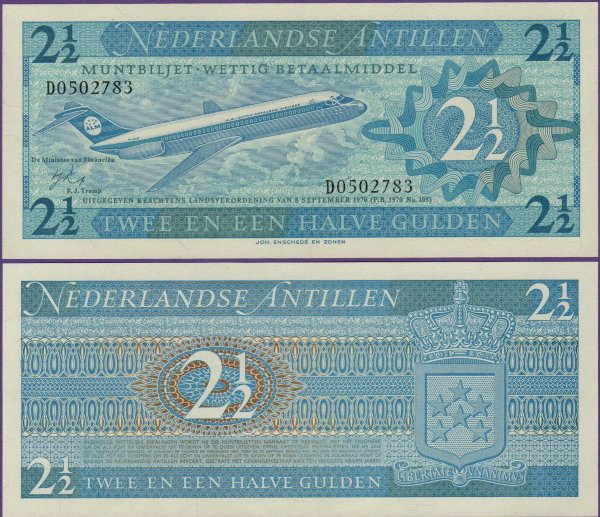 Банкнота Нидерландские Антильские острова 2 1/2 гульдена 1970 год