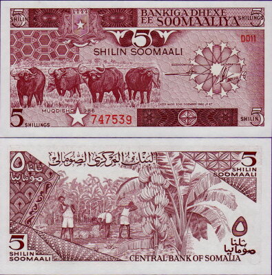 Банкнота Сомали 5 шиллингов 1986 год