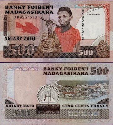 Банкнота Мадагаскара 500 франков 1988