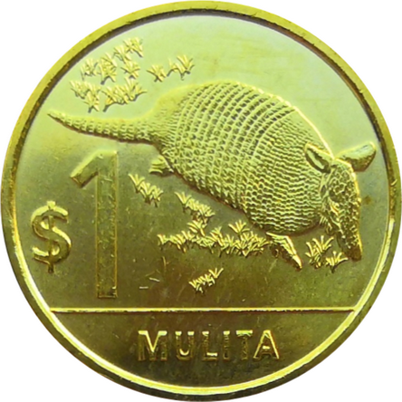 Монета Уругвая 1 песо 2012 года