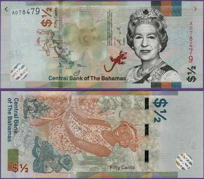 Банкнота Багамских островов 1/2 доллара 2019 г