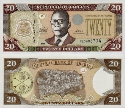 Банкнота Либерии 20 долларов 2009 год