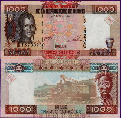 Банкнота Гвинеи 1000 франков 2006 года